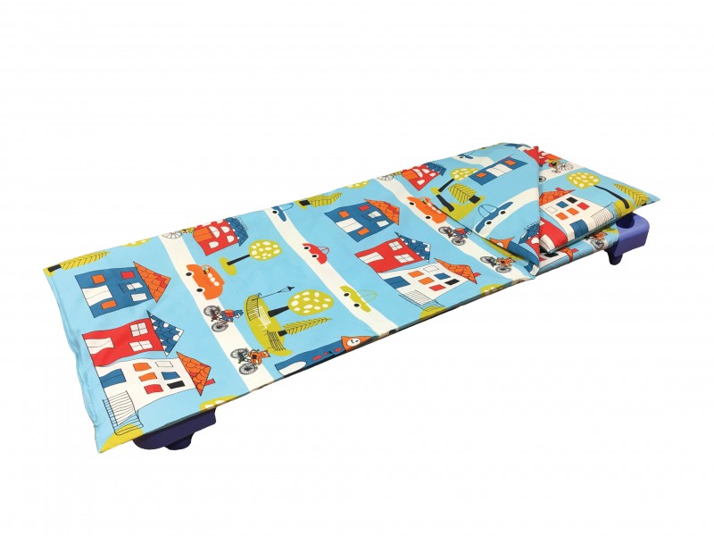 Ágyneműhuzat szett - városos, kék - zipzáros