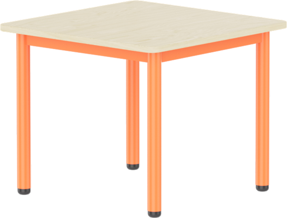 Emese juhar négyzet asztal - narancs fém lábbal, 52 cm
