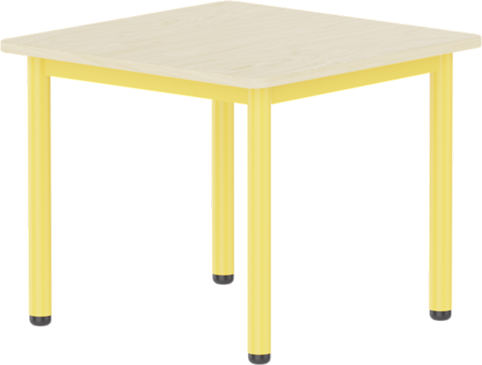 Emese juhar négyzet asztal - sárga fém lábbal, 52 cm