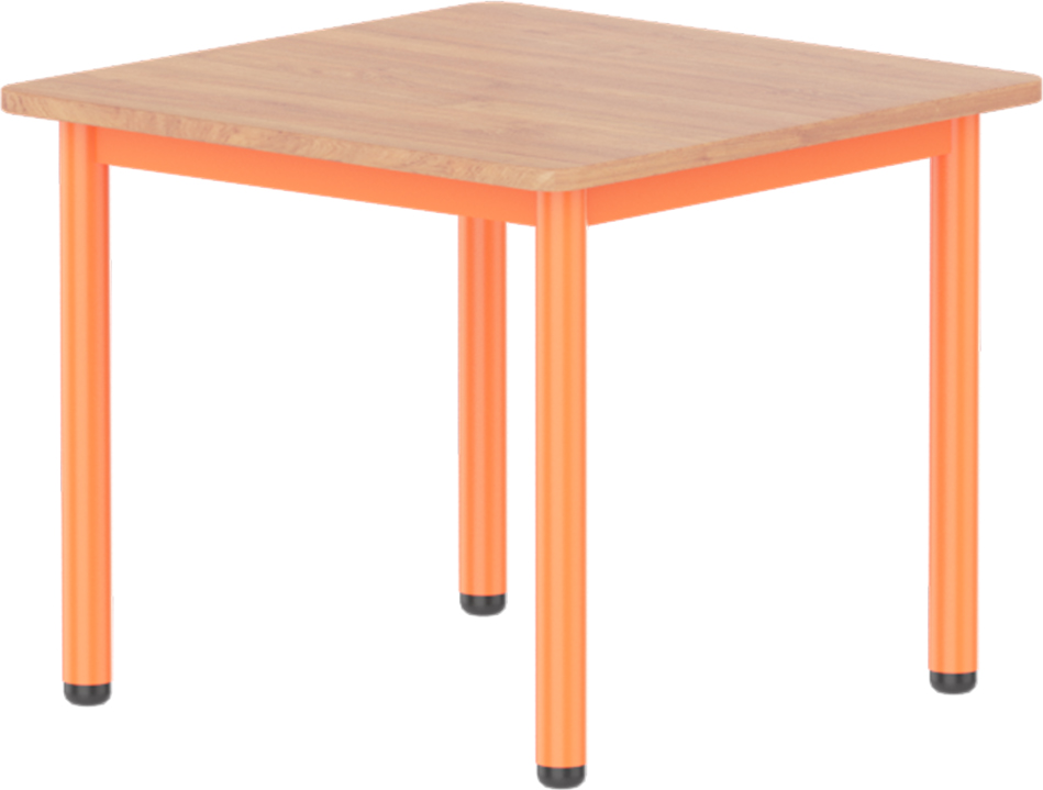 Emese bükk négyzet asztal - narancs fém lábbal, 58 cm