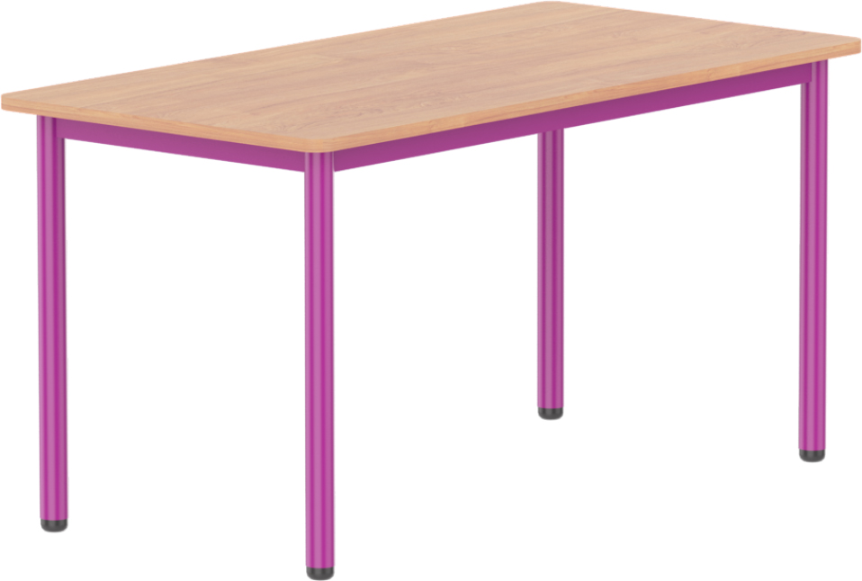 Emese bükk téglalap asztal - lila fém lábbal, 58 cm
