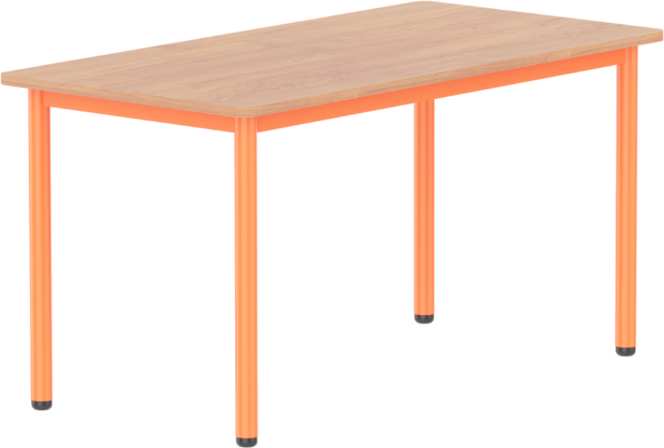 Emese bükk téglalap asztal - narancssárga fém lábbal, 58 cm