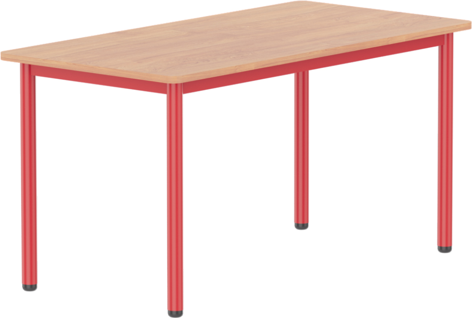 Emese bükk téglalap asztal - piros fém lábbal, 58 cm