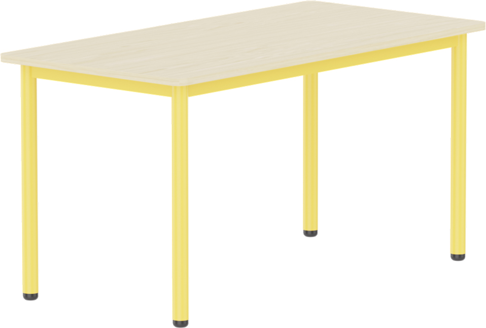Emese bükk téglalap asztal - sárga fém lábbal, 58 cm