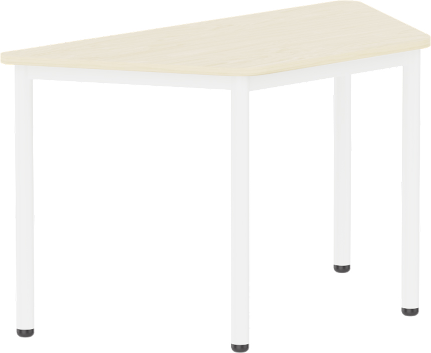 Emese juhar trapéz asztal - fehér fém lábbal, 58 cm