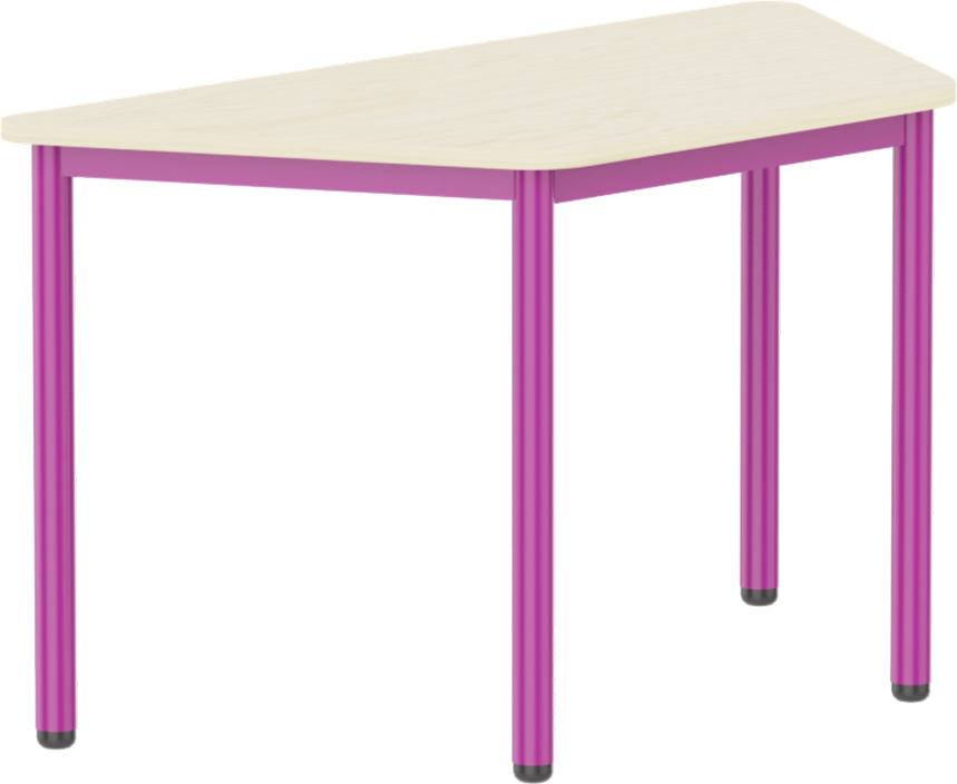 Emese juhar trapéz asztal - lila fém lábbal, 58 cm