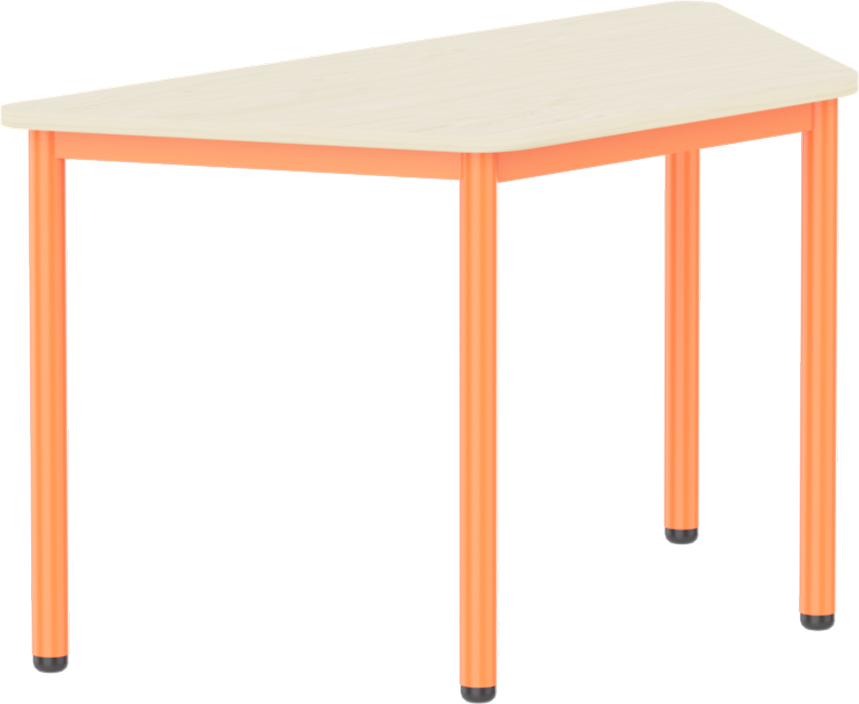 Emese juhar trapéz asztal - narancs fém lábbal, 58 cm