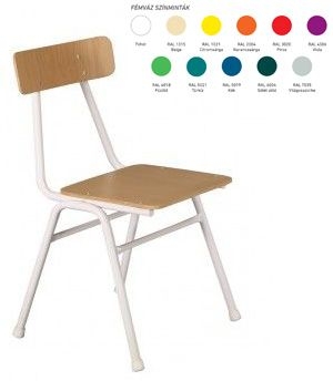 Piroska szék, natúr ülőlap -fehér csővázas, 34 cm ülésmagasság