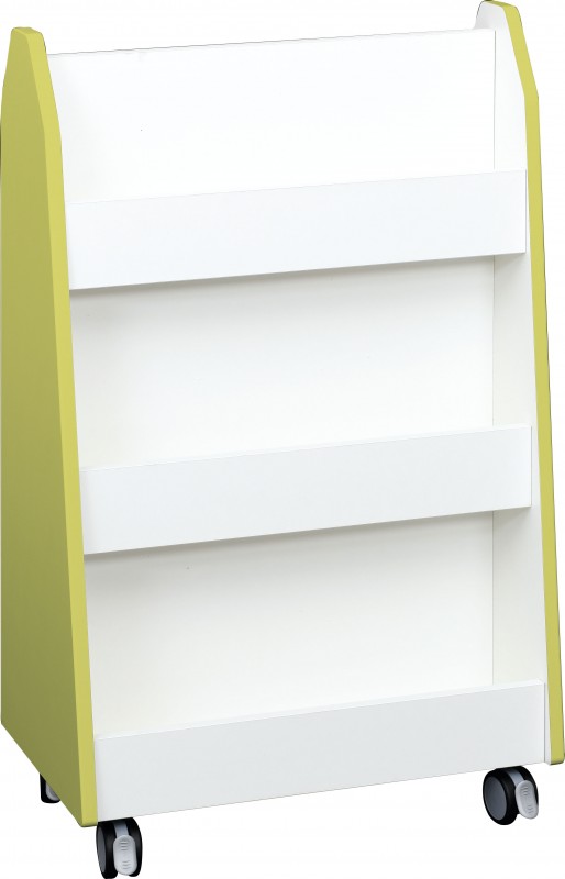 Gurulós, kétoldalas könyvespolc - zöld oldallal