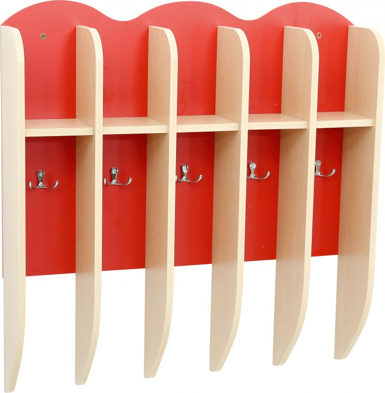 Törölköző- és fogmosópohár-tartó, 5 fakkos - piros