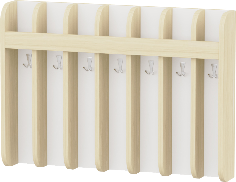 Rekeszes Törölköző- és fogmosópohár-tartó, 7 fő részére - fehér hátlappal