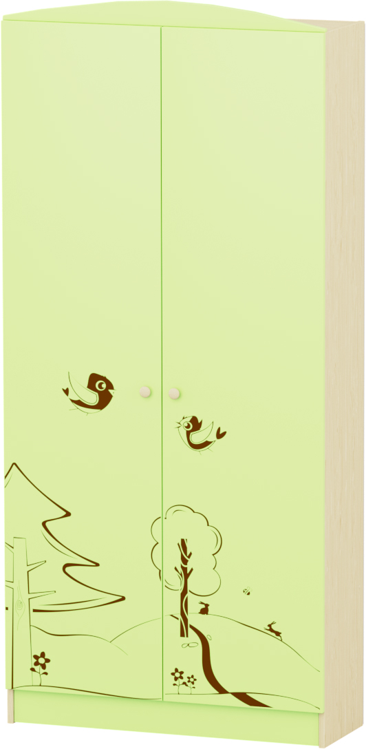 Sziluett Meserét Flóra teleajtós, 3 polcos szekrény - zöld