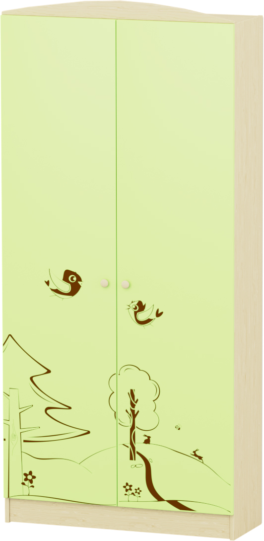 Sziluett Meserét Flóra teleajtós, 3 polcos szekrény - zöld - juhar