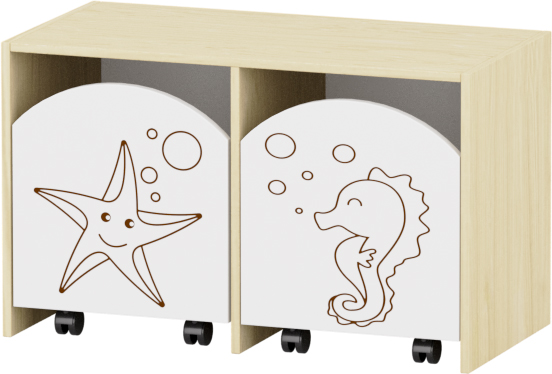 Sziluett Vízivilág játéktárolós szekrény, 2 gurulós fiókkal - fehér