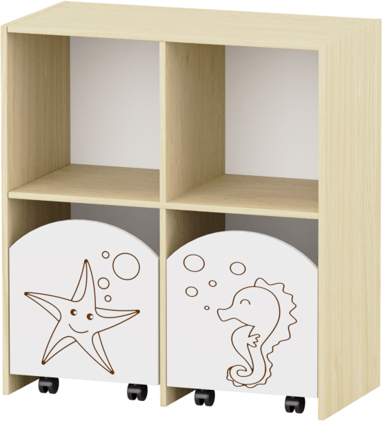 Sziluett Vízivilág szekrény, gurulós tárolókkal - fehér