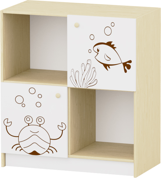 Sziluett Vízivilág 4 fakkos, 2 ajtós szekrény - fehér