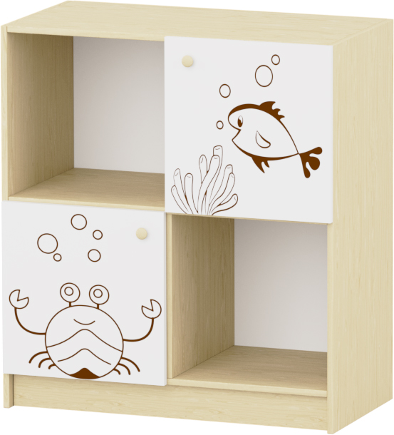 Sziluett Vízivilág 4 fakkos, 2 ajtós szekrény - fehér-juhar