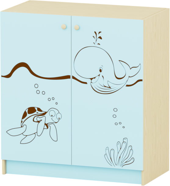 Sziluett Vízivilág teliajtós, 2 polcos szekrény - pasztellkék