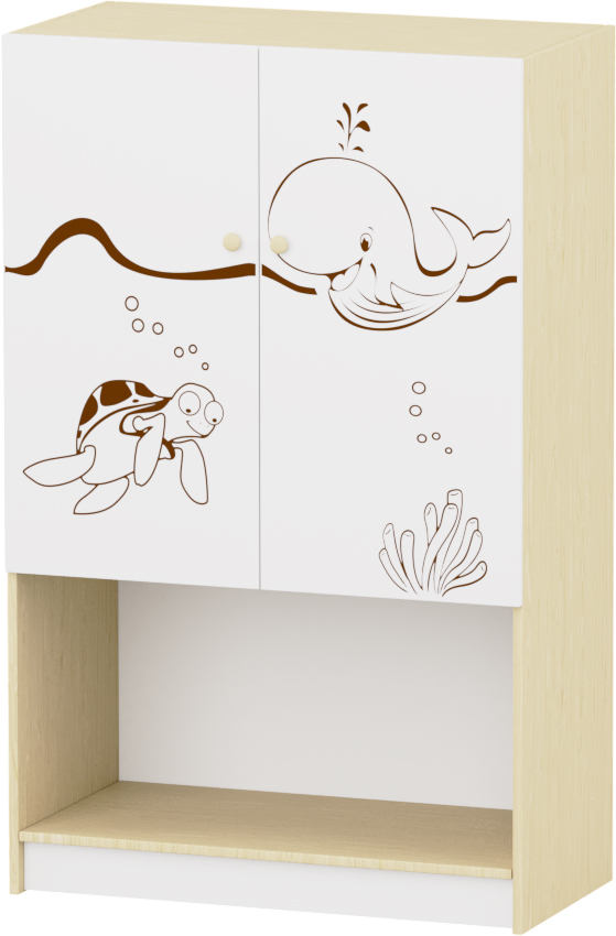Sziluett Vízivilág 1 polcos, 2 fakkos, 2 ajtós szekrény - fehér
