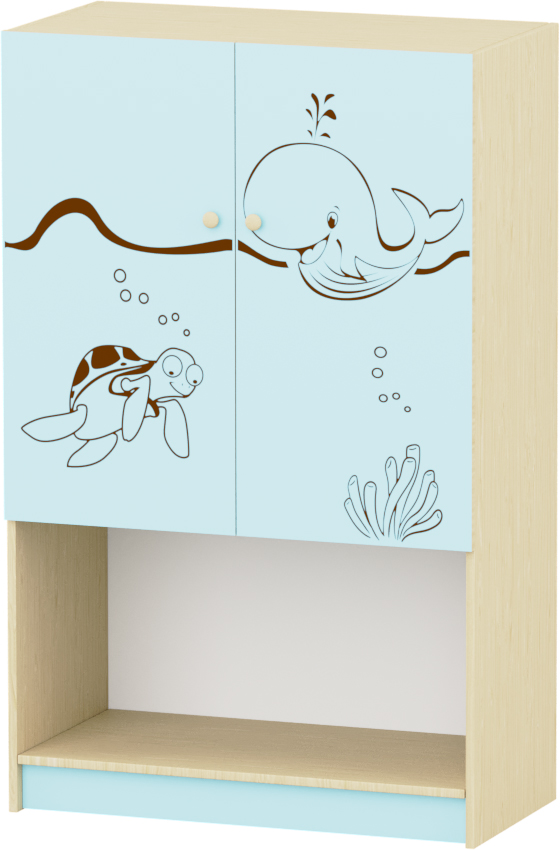 Sziluett Vízivilág 1 polcos, 2 fakkos, 2 ajtós szekrény - pasztellkék