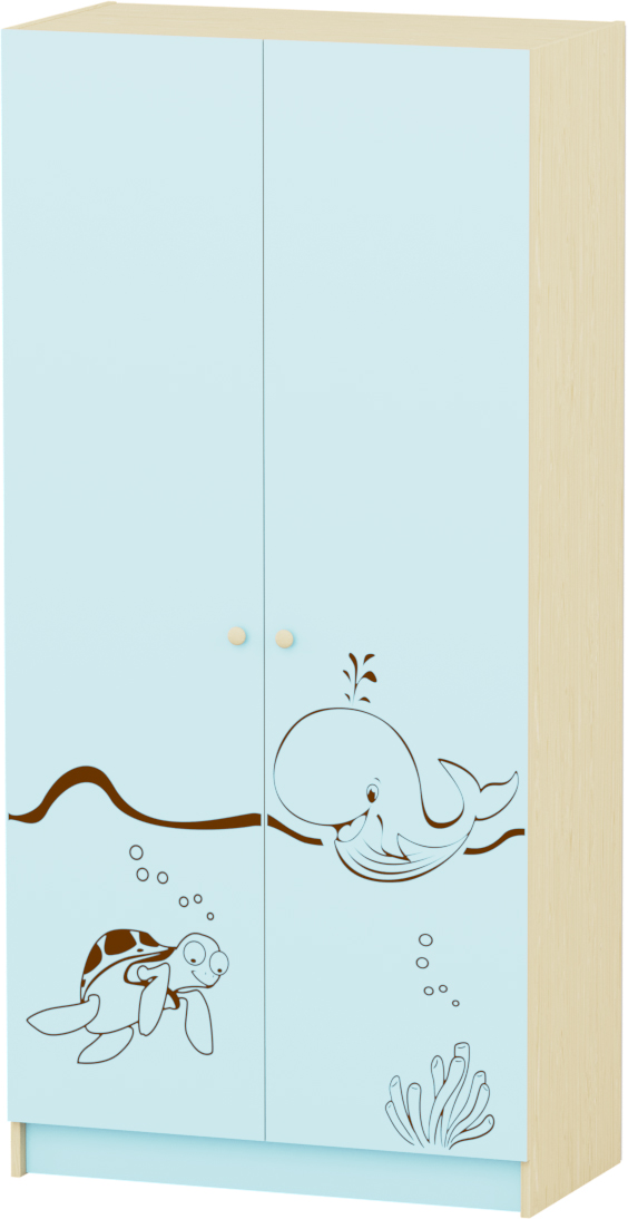 Sziluett Vízivilág teleajtós, 3 polcos szekrény - pasztellkék