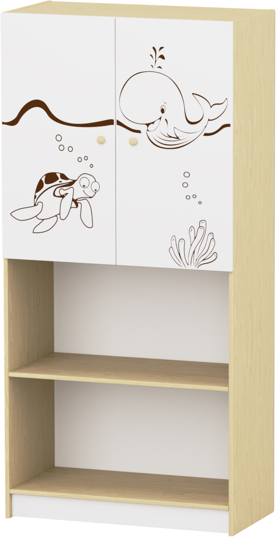 Sziluett Vízivilág 3 polcos, felülajtós szekrény - fehér