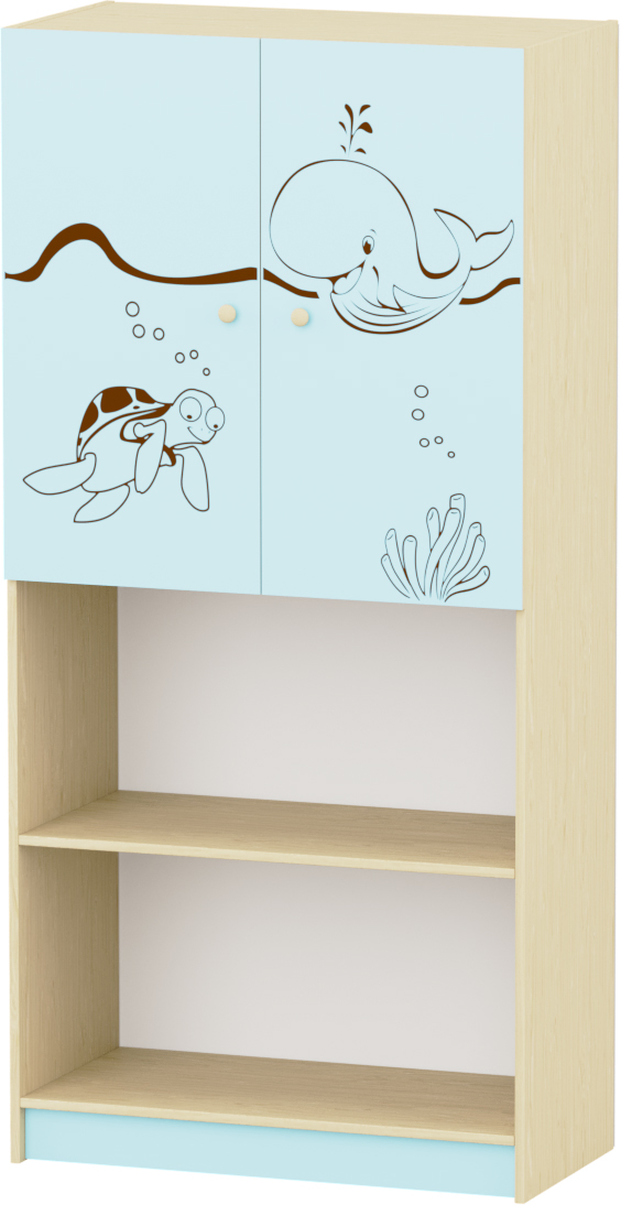 Sziluett Vízivilág 3 polcos, felülajtós szekrény - pasztellkék