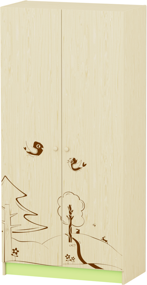 Sziluett Meserét teleajtós, 3 polcos szekrény - juhar-zöld
