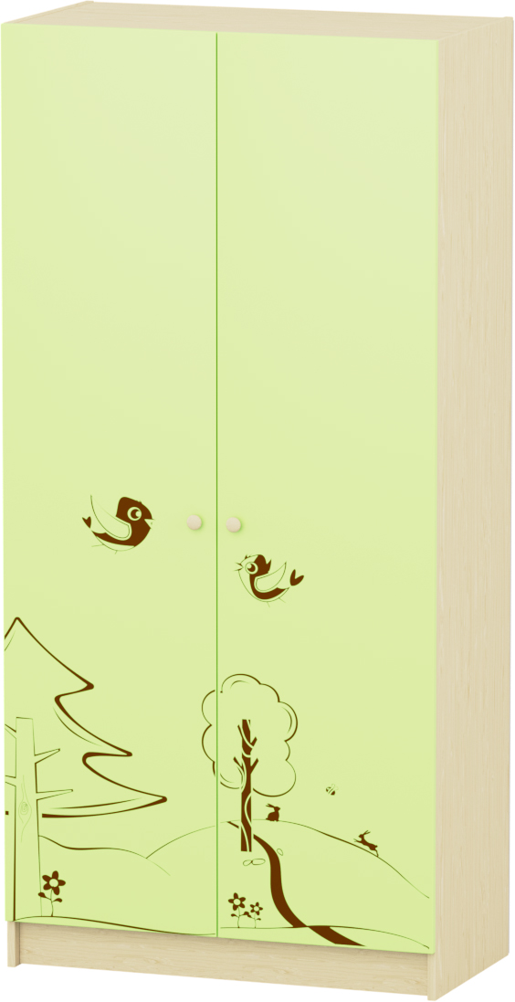 Sziluett Meserét teleajtós, 3 polcos szekrény - zöld-juhar