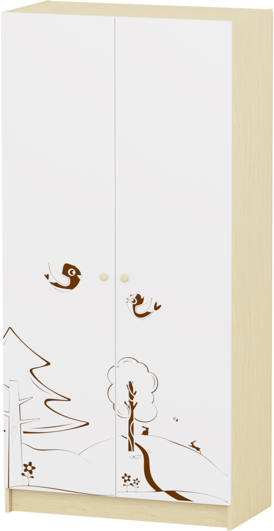 Sziluett Meserét teleajtós, 3 polcos szekrény - fehér-juhar