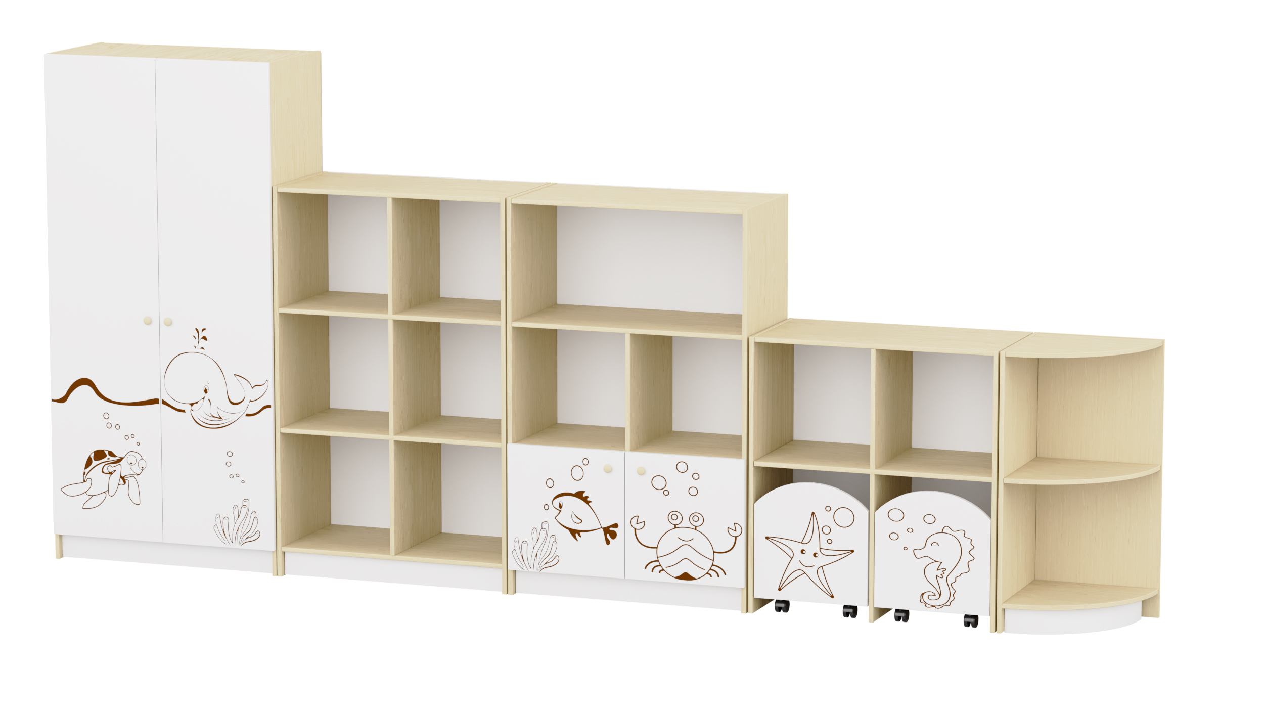 Sziluett Vízivilág szekrénysor - fehér