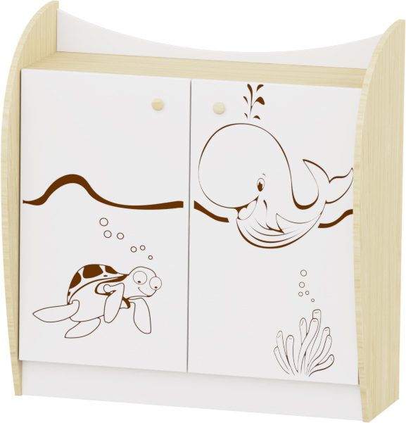 Sziluett Vízivilág Marci 1 polcos, 2 ajtós kisszekrény - fehér