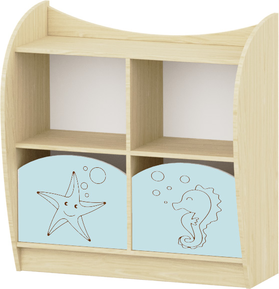 Sziluett Vízivilág Marci kétfiókos kisszekrény - pasztellkék - juhar