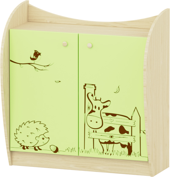 Sziluett Meserét Marci 1 polcos, 2 ajtós kisszekrény - zöld - juhar