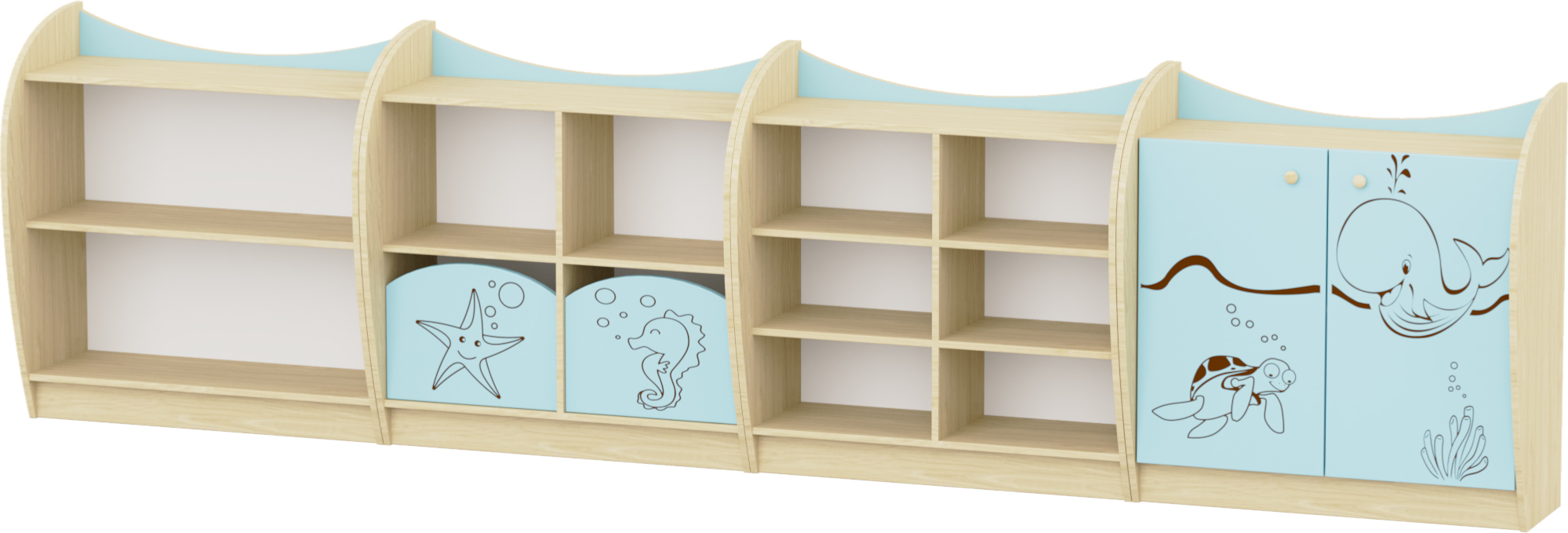Sziluett Vízivilág szekrénysor pasztellkék - juhar