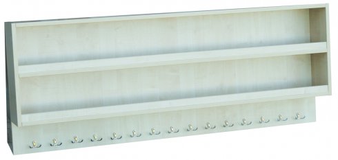 Törölköző- és fogmosópohár-tartó, 30 személyes, 150x18x59 cm, juhar