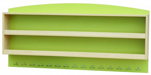 Törölköző- és fogmosópohár-tartó, 30 személyes, 150x18x59 cm, juhar - zöld