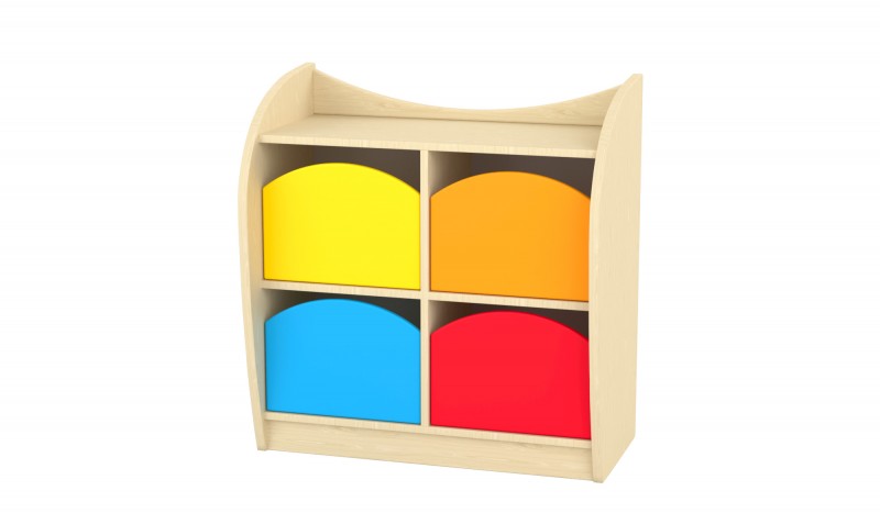 Marci íves kisszekrény - 4 fiókos, juhar - vegyes színű fiókokkal, 82x38x86 cm