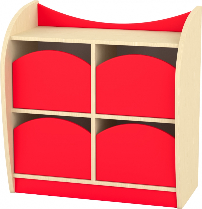 Marci íves kisszekrény - 4 fiókos, juhar - piros, 82x38x86 cm
