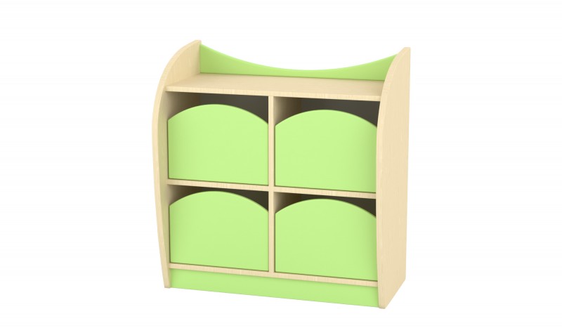 Marci íves kisszekrény - 4 fiókos, juhar - zöld, 82x38x86 cm