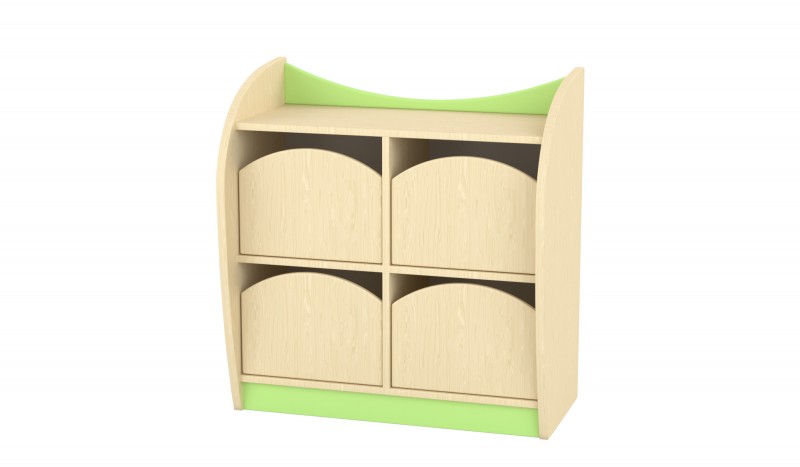 Marci íves kisszekrény - 4 fiókos, juhar - zöld, 82x38x86 cm