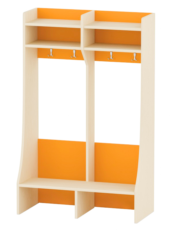 Marcika öltözőszekrény, bölcsis, 4 személyes, dupla polcos, juhar-narancs