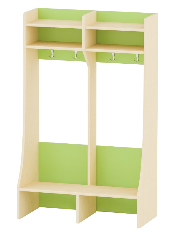 Marcika öltözőszekrény, bölcsis, 4 személyes, dupla polcos, juhar-zöld