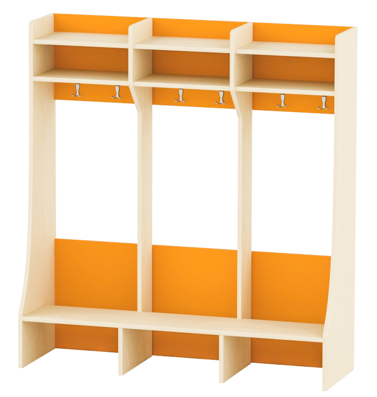 Marcika öltözőszekrény, bölcsis, 6 személyes, dupla polcos, juhar-narancs