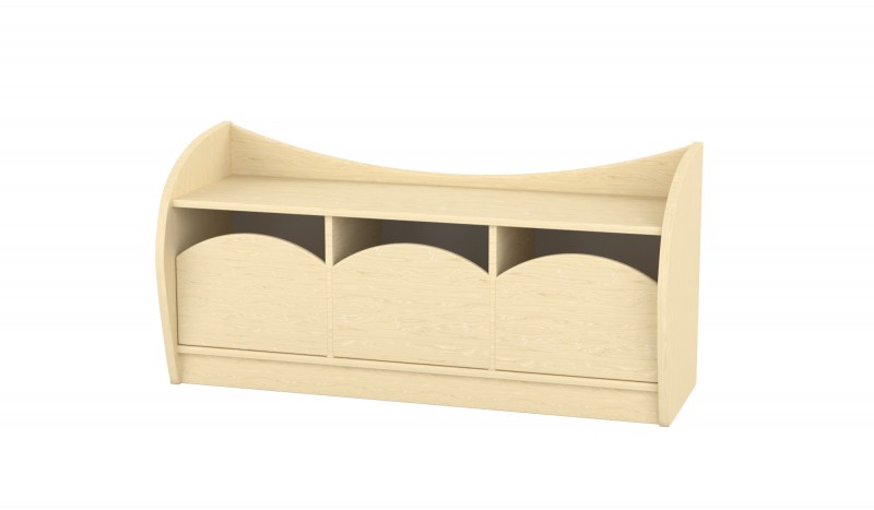 Marci íves alacsony szekrény, 3 fiókkal - juhar, 120x38x57 cm