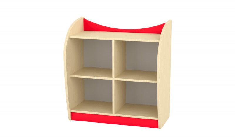 Marci 4 fakkos, nyitott kisszekrény, juhar - piros, 82x38x86 cm