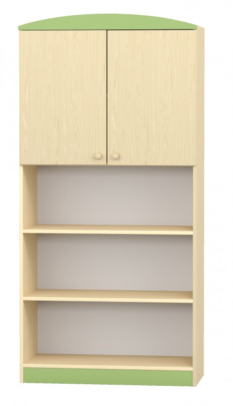Flóra felülajtós szekrény 80x38x160 cm, juhar - zöld