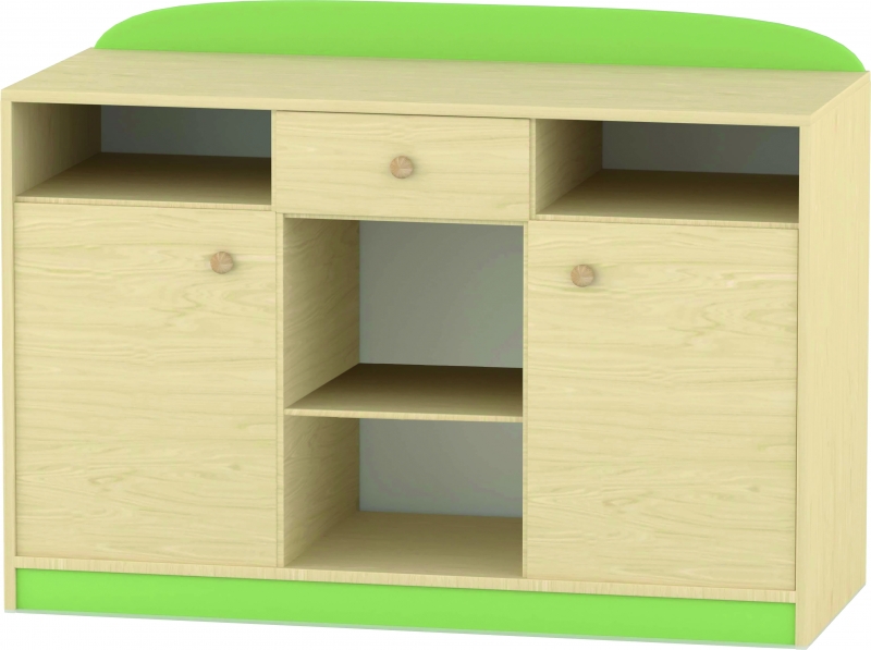 Flóra tálalószekrény, 120x90x50 cm, juhar - zöld