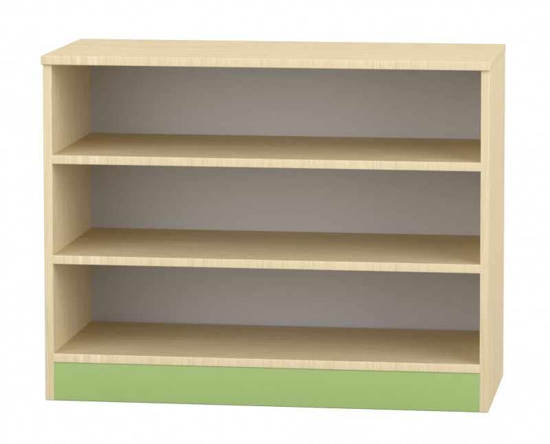 Flóra alacsony nyitott szekrény, 2 polccal, juhar - zöld