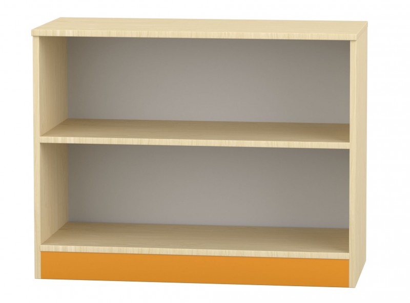 Flóra alacsony nyitott szekrény, 1 polccal, juhar - narancs